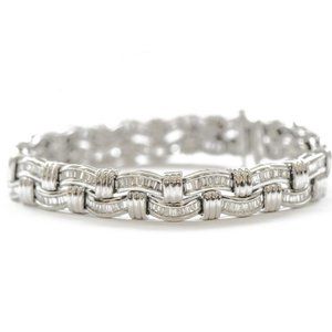 14k White Gold Diamond Baguette Bracelet